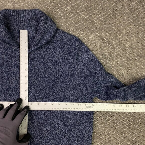 J. CREW Shawl Collar Sweater Men's Medium Lambswool Blend Knit Pullover Marled - Picture 7 of 9